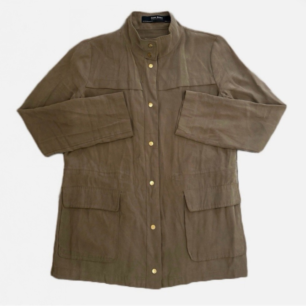 Zara Utility Jacket in Olive with Gold Buttons